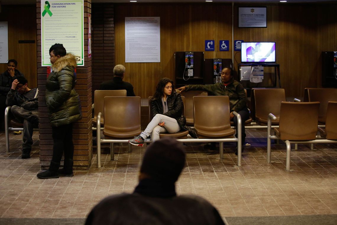 People wait at the Cook County Jail for loved ones to be released. 