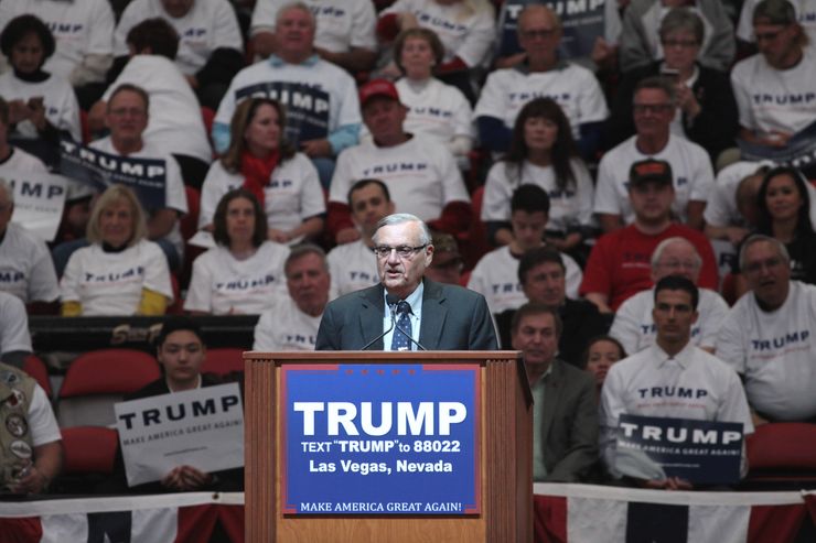 Sheriff Joe Arpaio of Maricopa County, Ariz., speaking to Donald Trump supporters in Las Vegas, Nev. His legal crusades (and their settlements) have cost taxpayers $142 million since 1993, according to The Arizona Republic.