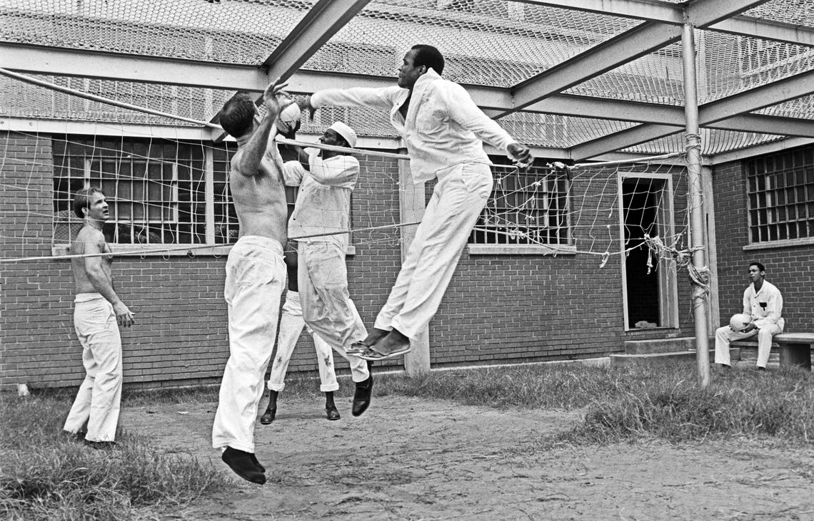 The exercise yard for death row inmates at the Ellis Unit, 1979.