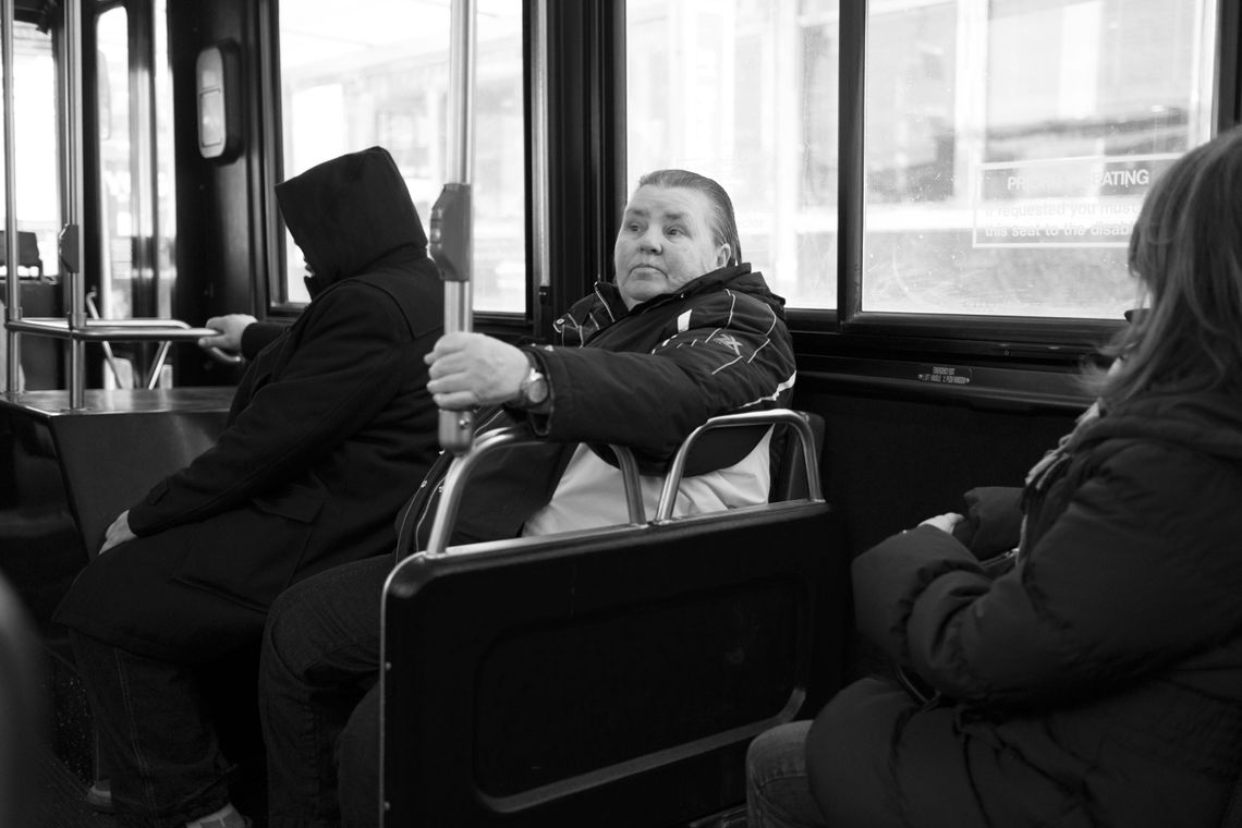 Carol takes the bus to her cardiologist’s office. 