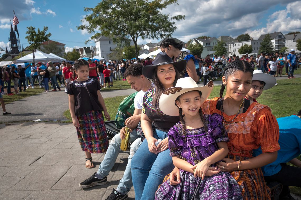 Members of the musical group Soñando por Mañana wait their turn to perform at New Bedford’s fourth annual Festival Típico Guatemalteco, which means Guatemalan Cultural Festival in Spanish, in September 2021. 