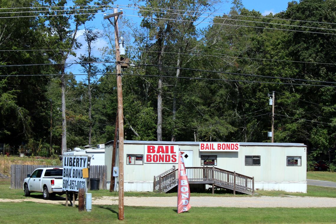 A bail bond office in Hinds County, Mississippi where Byram, the court that uses post-conviction bonds is. 