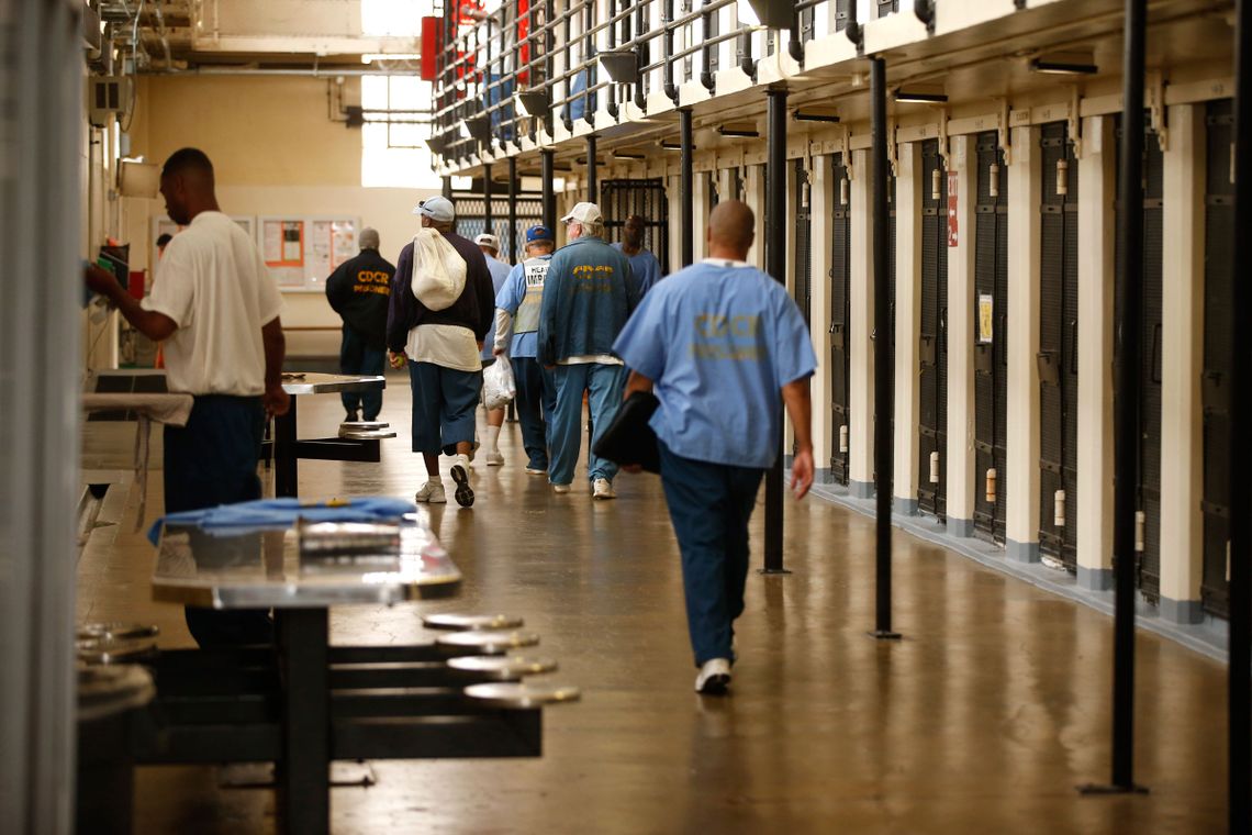 Prisoners in the North Block at California's San Quentin State Prison. 