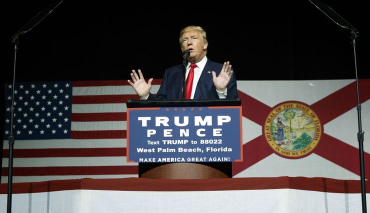 Donald Trump during a campaign rally in West Palm Beach, Fla in October. 