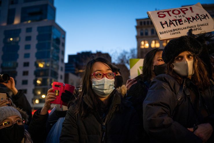 On March 19, 2021, hundreds of people packed into Union Square during an Asian American Federation peace vigil following the shootings in Atlanta.