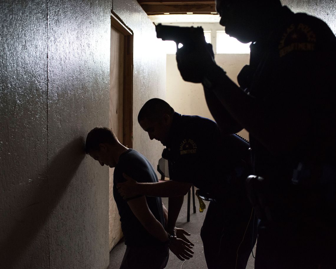 Dallas Police Academy recruits participate in a training in 2017.