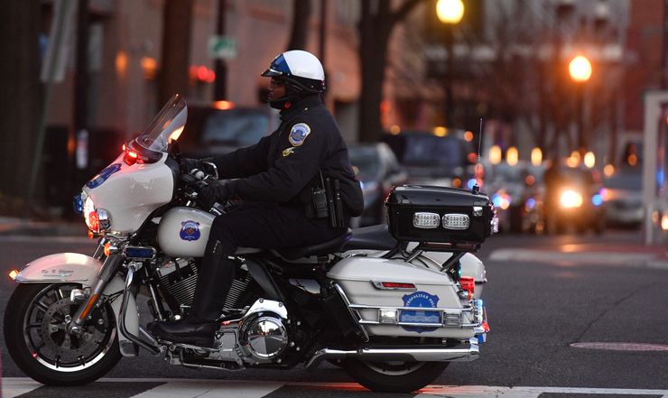 A police officer in Washington, D.C. days before the inauguration of president-elect Donald Trump.