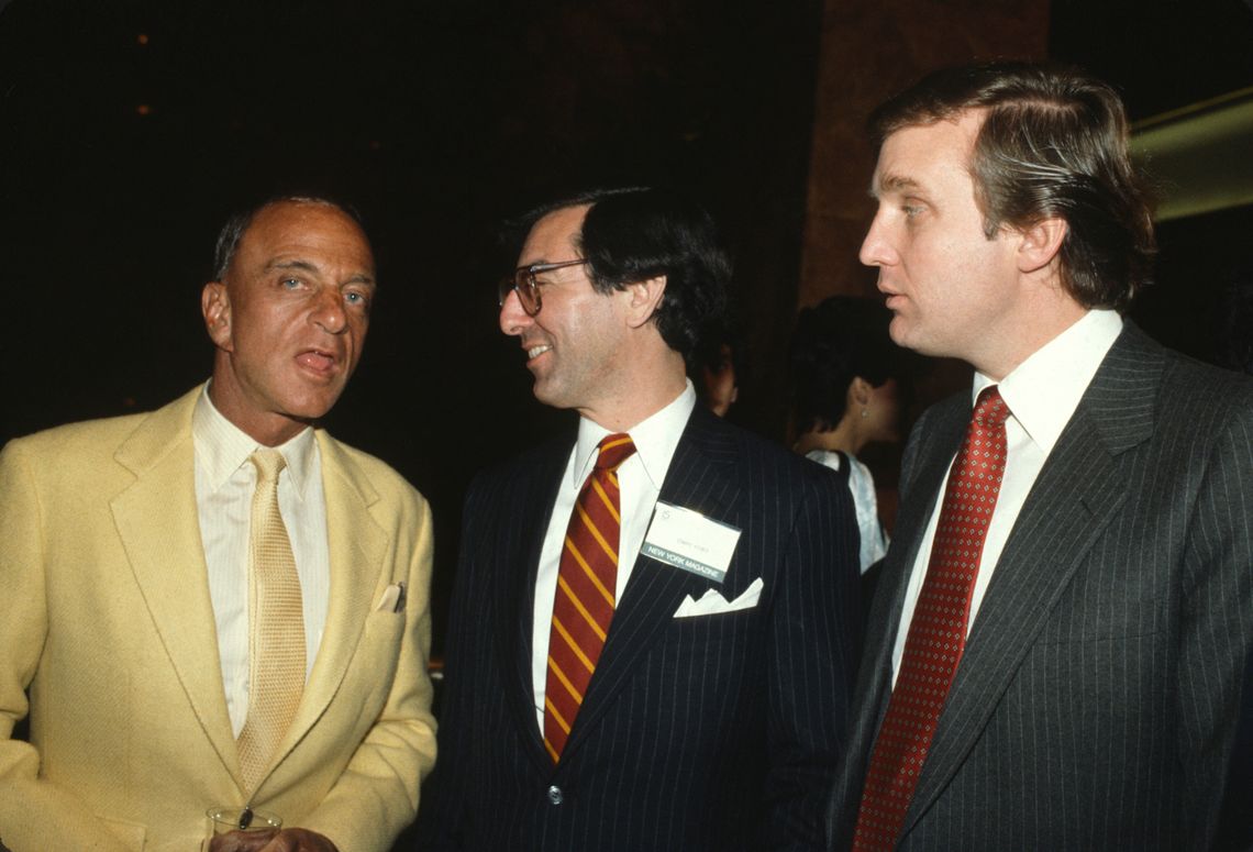 Donald Trump with magazine editor Edward Kosner, center, and Roy Cohn, a Trump mentor and lawyer whose clients included bosses of two major New York crime families.