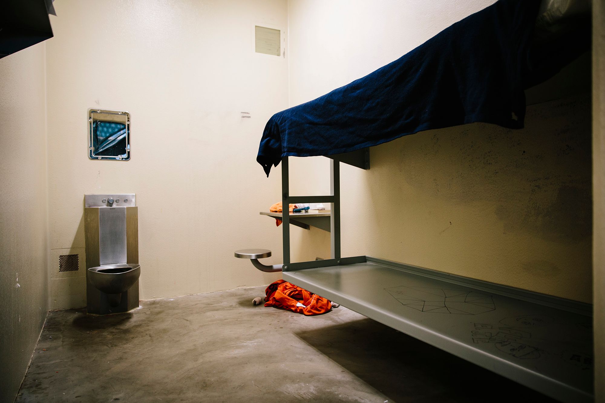 A cell used to house juveniles inside of the Orleans Justice Center on April 25, 2018 in New Orleans, Louisiana. (Edmund D. Fountain for The Marshall Project)