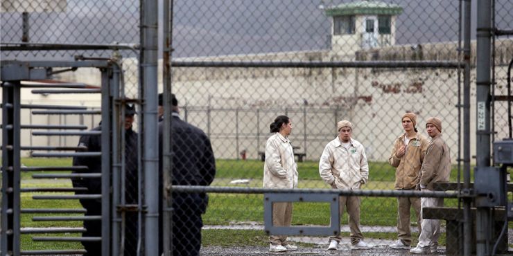 A recreation yard at the Monroe Correctional Complex in Monroe, Wash., in 2016.