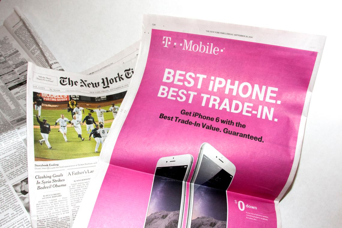 The pink newspaper ink from a T-Mobile ad is used as blush. 
