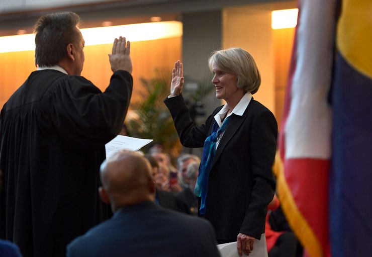 Former Colorado State Rep. Beth McCann is sworn in as Denver’s District Attorney in January. 