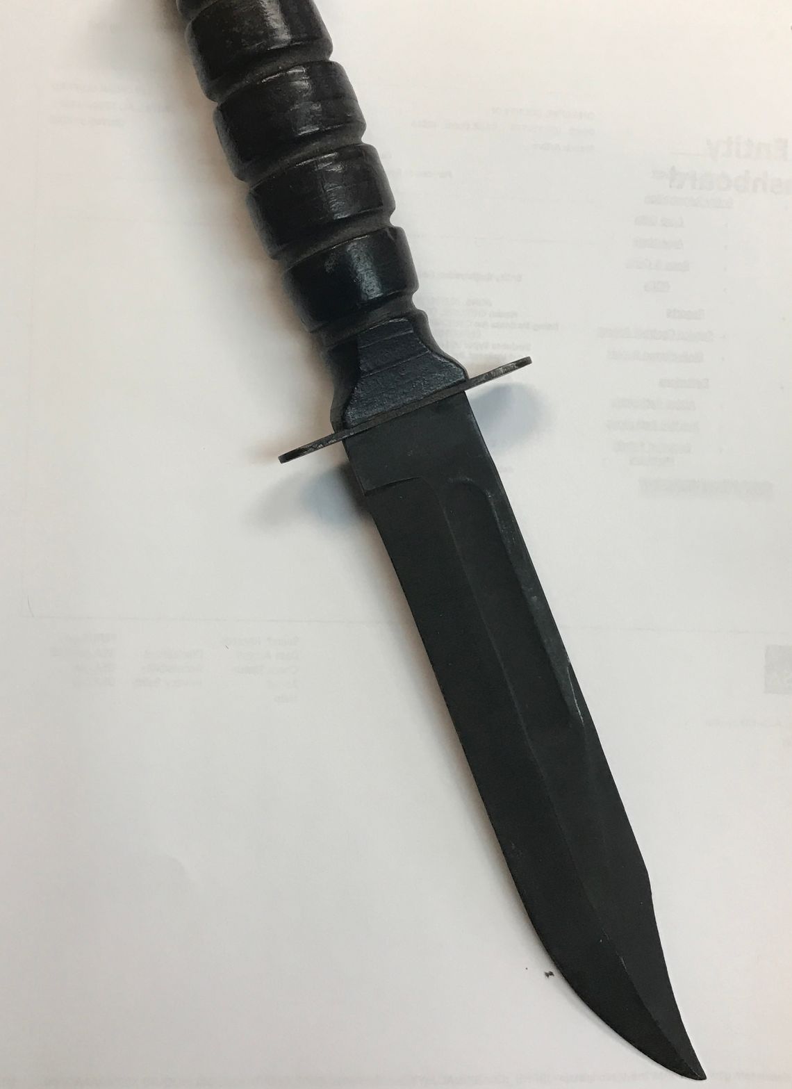 A bayonet used by the Cherokee County, Alabama Sheriff’s Office. 