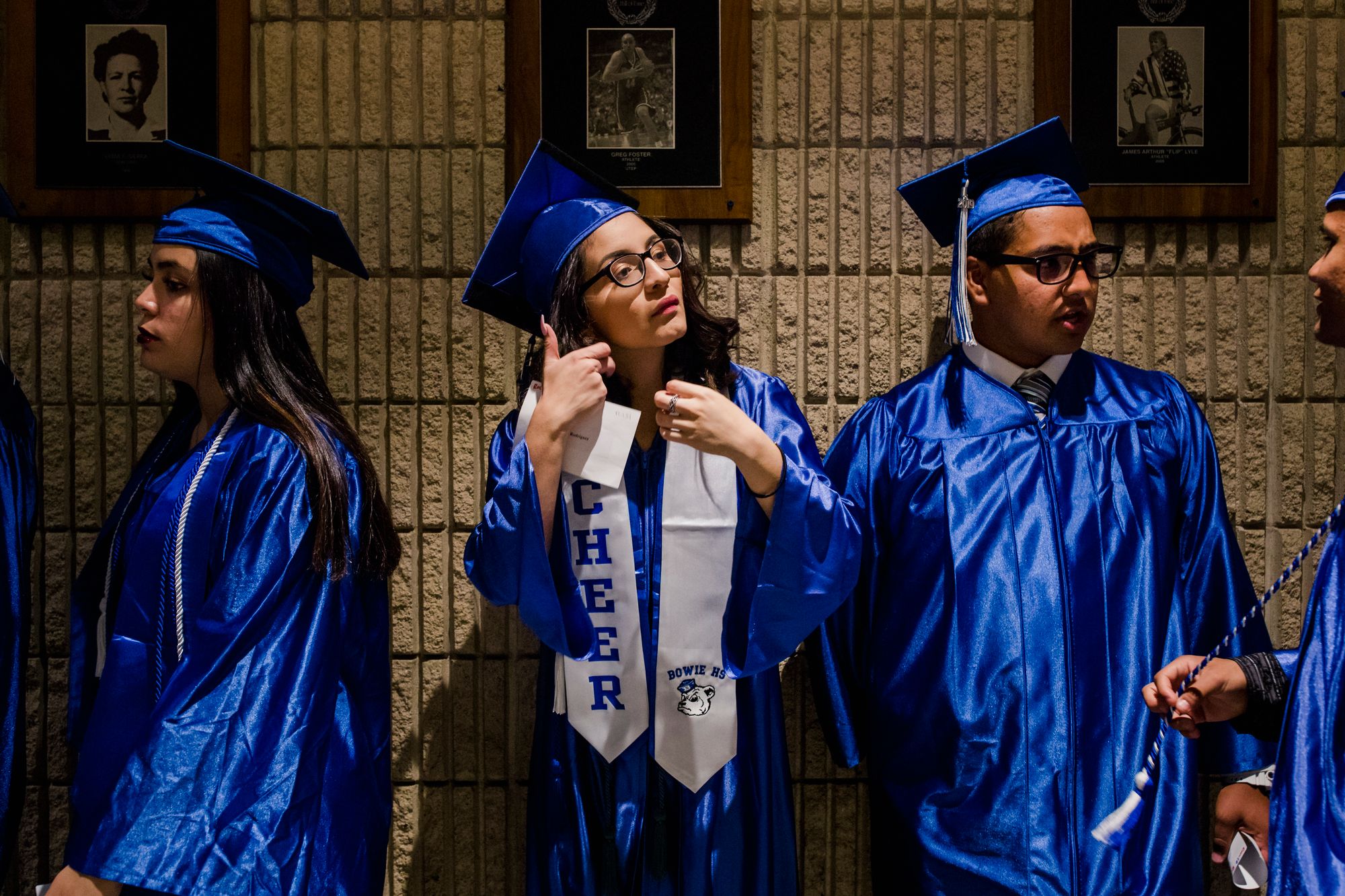 Lluvia Rodriguez and her classmates line up before their high school graduation in May of 2019.