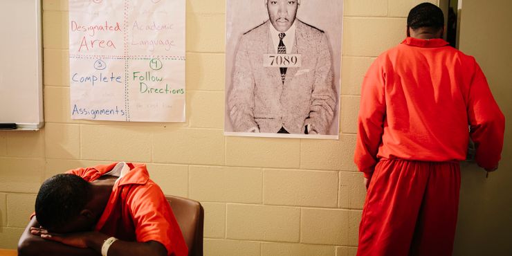 Students at the Travis Hill School inside of the Orleans Justice Center in New Orleans, in 2018.  