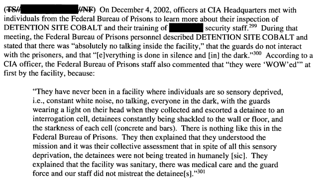 An excerpt from the Senate Intelligence Committee report on C.I.A. interrogation tactics.