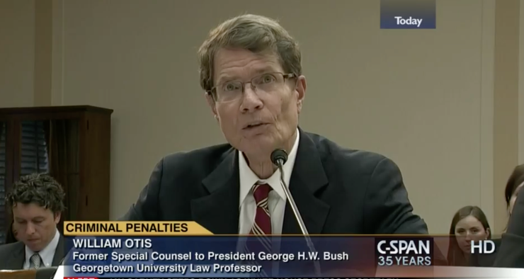 William Otis speaking before the House Judiciary Committee Over-Criminalization Task Force in 2014.