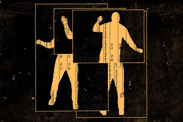 An illustration shows four outlined boxes with yellow silhouettes of different body parts against a grunge black and yellow background. 