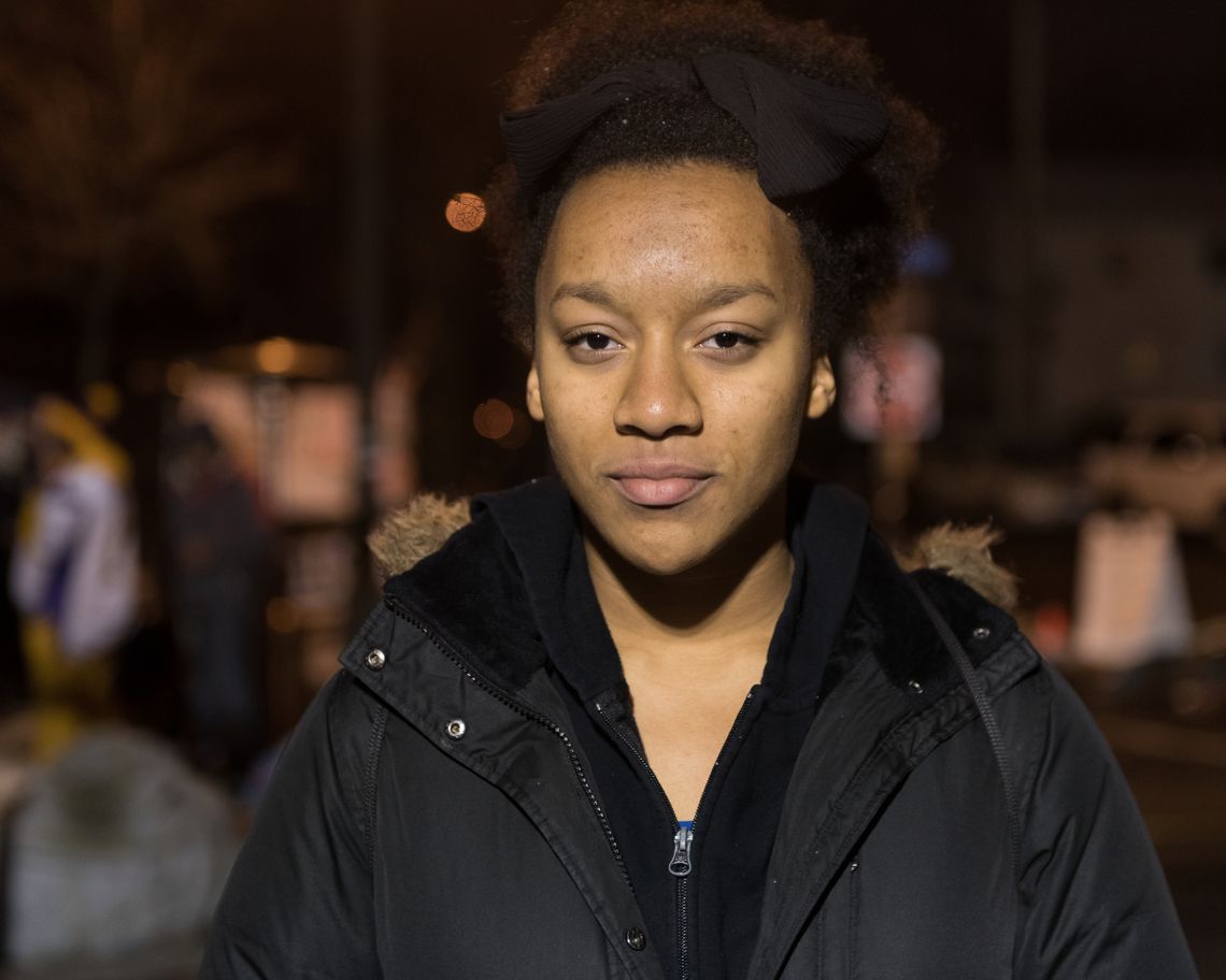 READY: Eemanna Rivers, 17, one of the founders of the Black Student Union at Edina High School in Edina, a suburb of Minneapolis. She is at the encampment whenever she is able, and says she comes to “show solidarity and to keep searching for answers.”