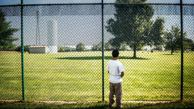 Jhenifer, 19, who had spent time in residential treatment programs for four years, outside a classroom at the J. DeWeese Carter Center, Maryland’s only secure residential lockup for girls, in 2014.