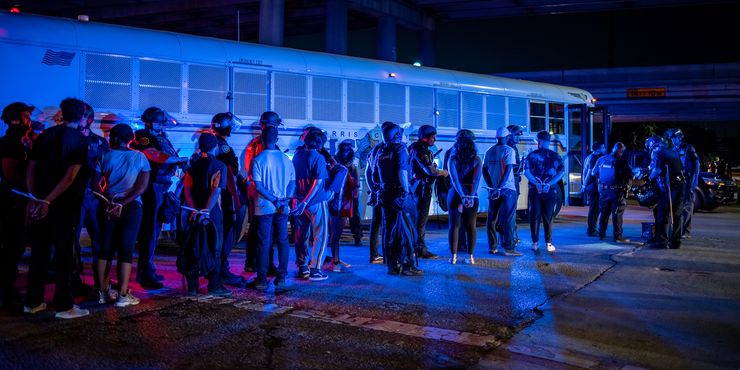 A group of protesters were placed under arrest in Houston, Texas on June 2. No rioting or looting was reported but a group of protesters tried running from police after unconfirmed reports that they were trying to get on the freeway. 