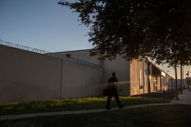 In an immigration detention center on the outskirts of Laredo, judges on temporary assignments were hearing cases in a courtroom hastily arranged inside its walls from March through December of 2017. Photographs are not allowed inside the building. The detention center is overseen by Immigration and Customs Enforcement and run by a private company, CoreCivic.