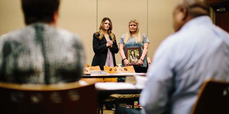 Nancy Michel, center left, who runs the Jefferson Parish District Attorney’s Office Victim/Witness Assistance Division, advocated for a Louisiana bill that allows crime victims with criminal histories to receive state aid.

