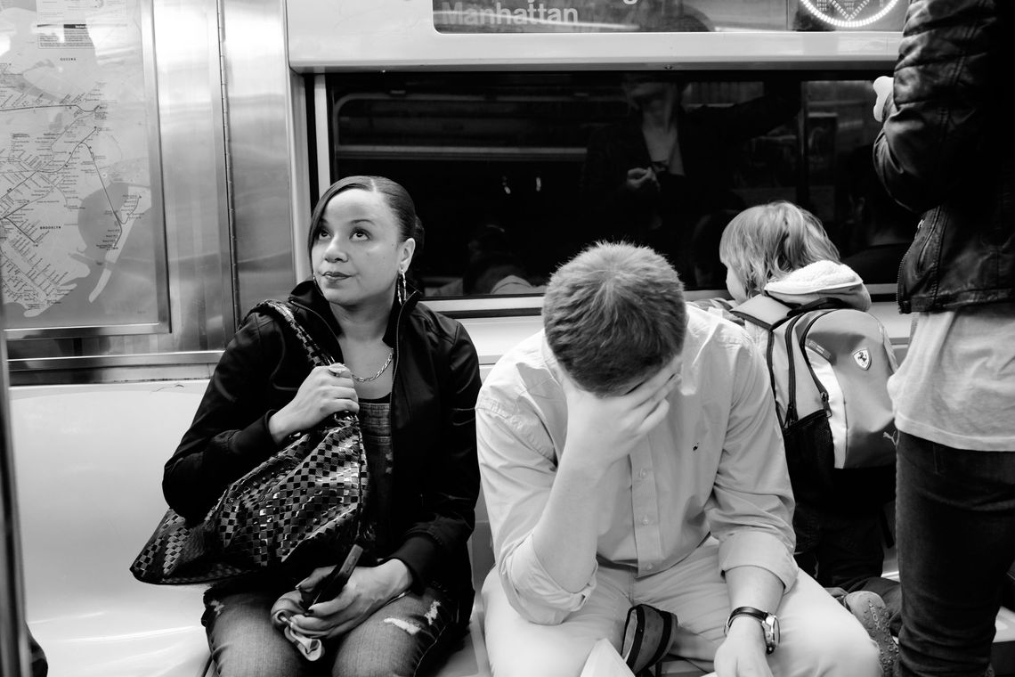 Keila, 40, almost a month after her release, on her first subway ride in 20 years. 