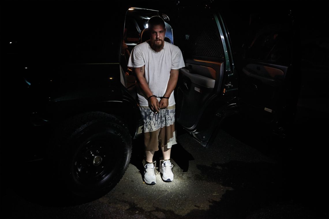 A defendant getting arrested outside his home in Baltimore. 