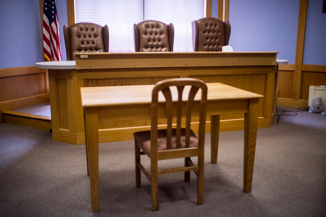 The room where parole board hearings are held at the New Hampshire State Prison for Men in Concord, N.H.