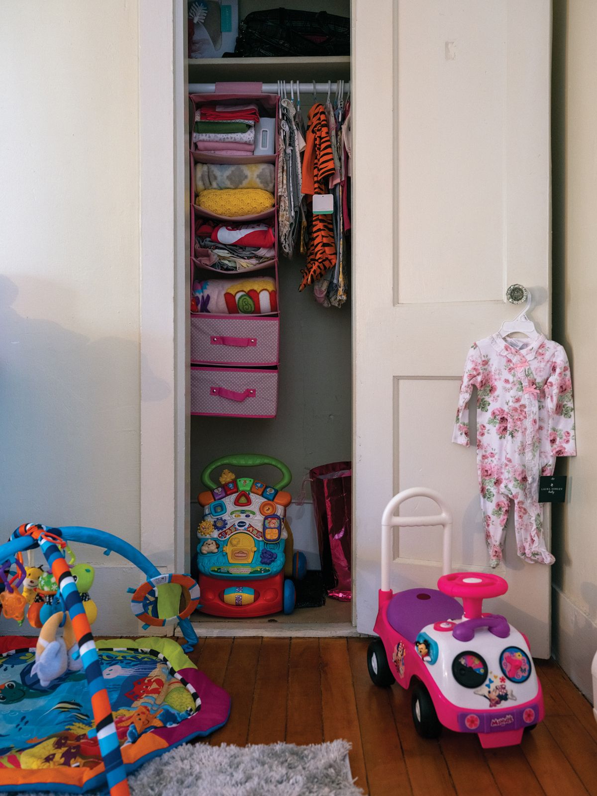 A view of the bedroom that M. has prepared for her daughter, who has been in foster care since June of 2020.