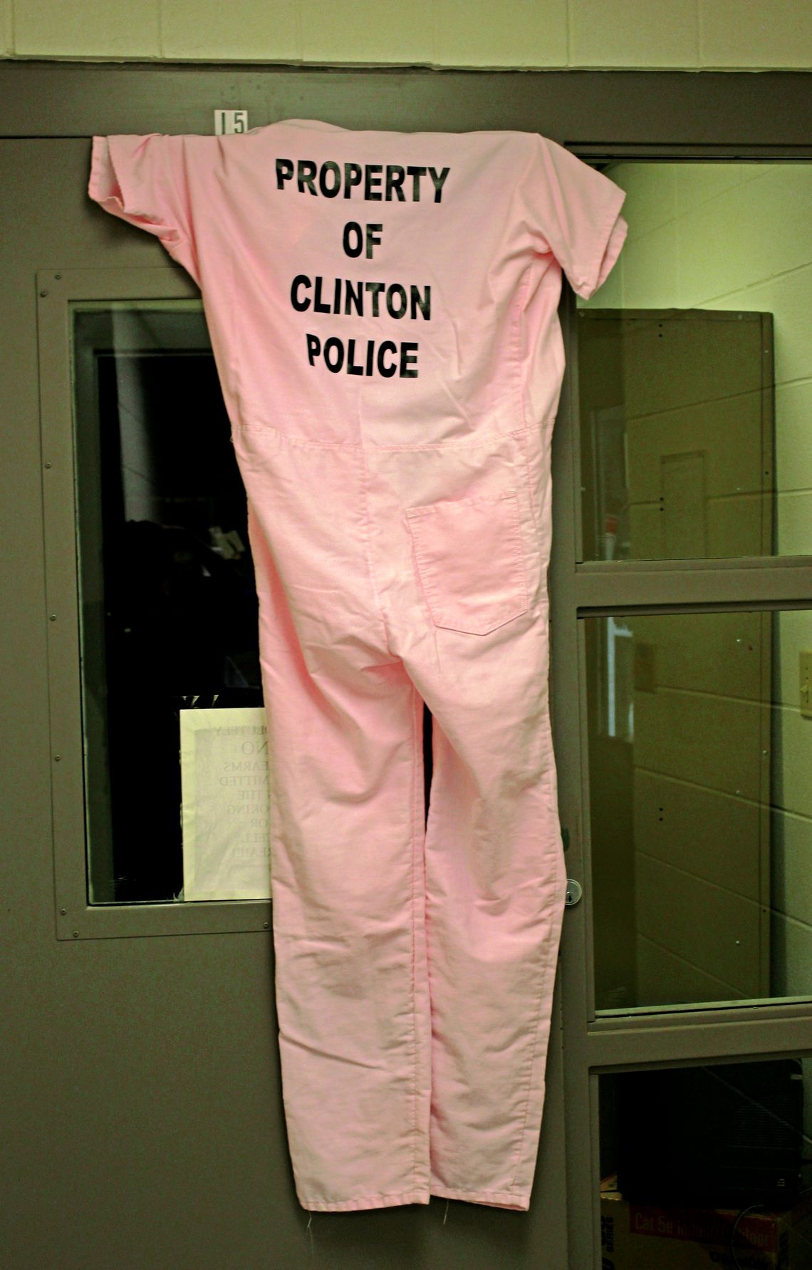 A holding facility in Clinton, Mississippi, dyed their white uniforms pink.
