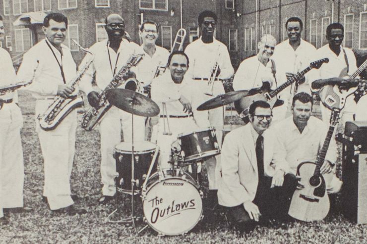 This image featuring Benny Medina (drums) appears on the back of the 1972 album “Behind the Walls.” Music featured on the record was written and performed by inmates housed for a system-wide contest organized by the Texas Department of Corrections.