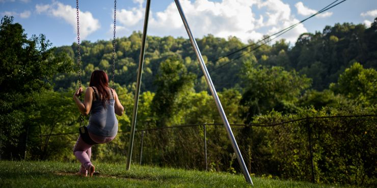 A girl in the foster care system at an emergency children’s shelter in West Virginia in 2019. 