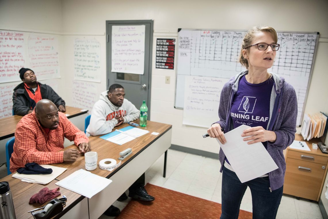 Amy Barch, executive director of Turning Leaf, at a class in February in Charleston, S.C. 