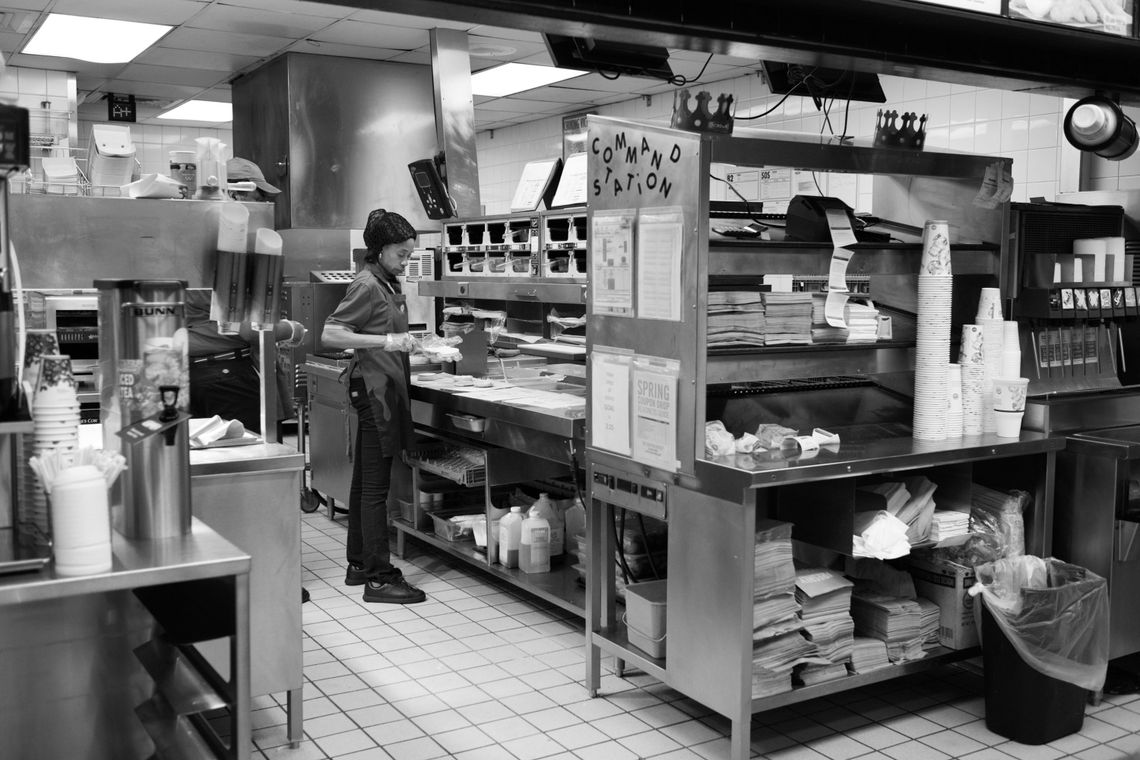 Tracy works during the night shift at a Burger King in mid-town Manhattan. 