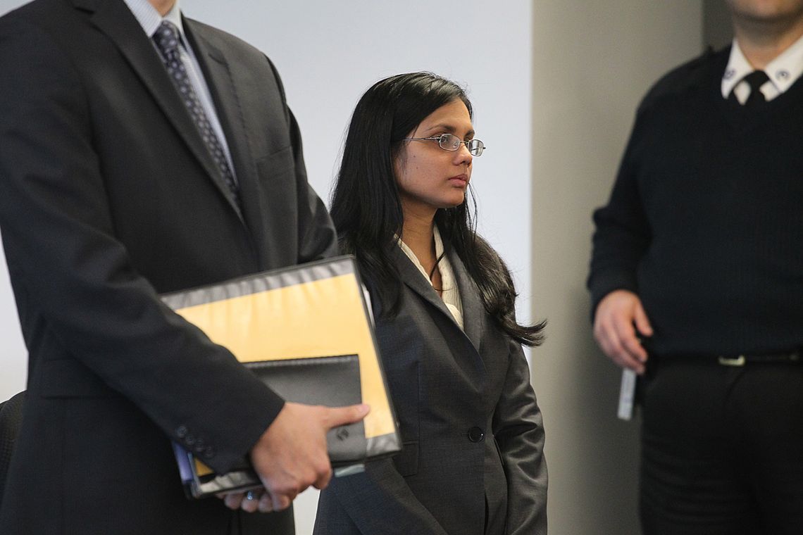 Former Massachusetts state lab chemist Annie Dookhan, in Middlesex Superior Court for arraignment in 2013. Dookhan pleaded not guilty to three counts of obstruction of justice. 