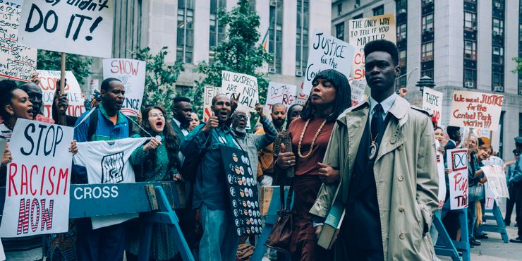 Aunjanue Ellis as Sharonne Salaam and Ethan Herisse as Yusef Salaam in a film still from Ava DuVernay’s “When They See Us.”