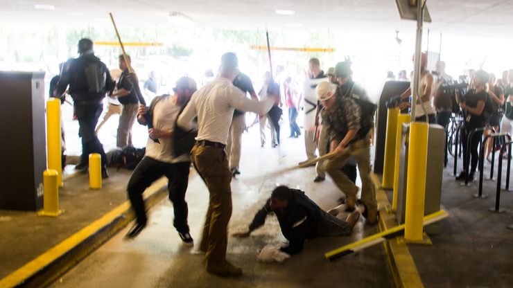 Several people attack Deandre Harris during white nationalist protests in Charlottesville, Va.