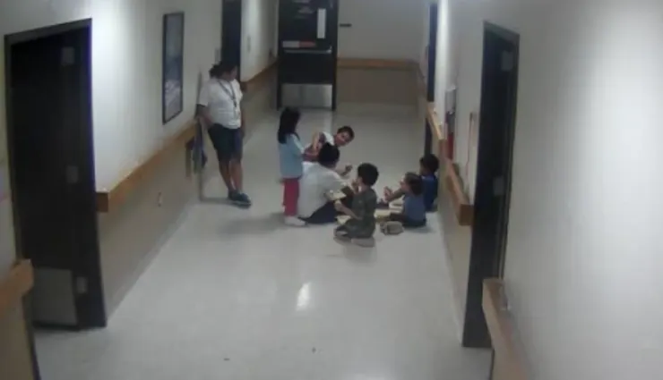 A photo still of security footage from inside the Berks Family Residential Center in 2014.
