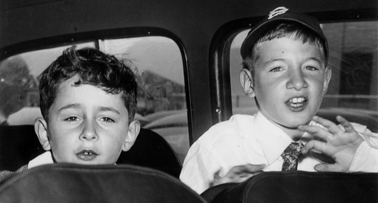 Robert and Michael Meeropol ride in a car to visit their parents in Sing-Sing prison in 1953.