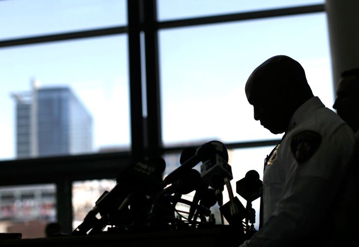 Former Baltimore Police Department Commissioner Anthony Batts during a news conference about the death of  Freddie Gray in April. 

