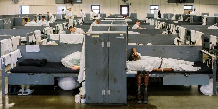 Prisoners at St. Clair Correctional Facility in Springville, Alabama.  Abolitionists do not propose bulldozing prisons and jails tomorrow; rather they are focused on a practical program of change.