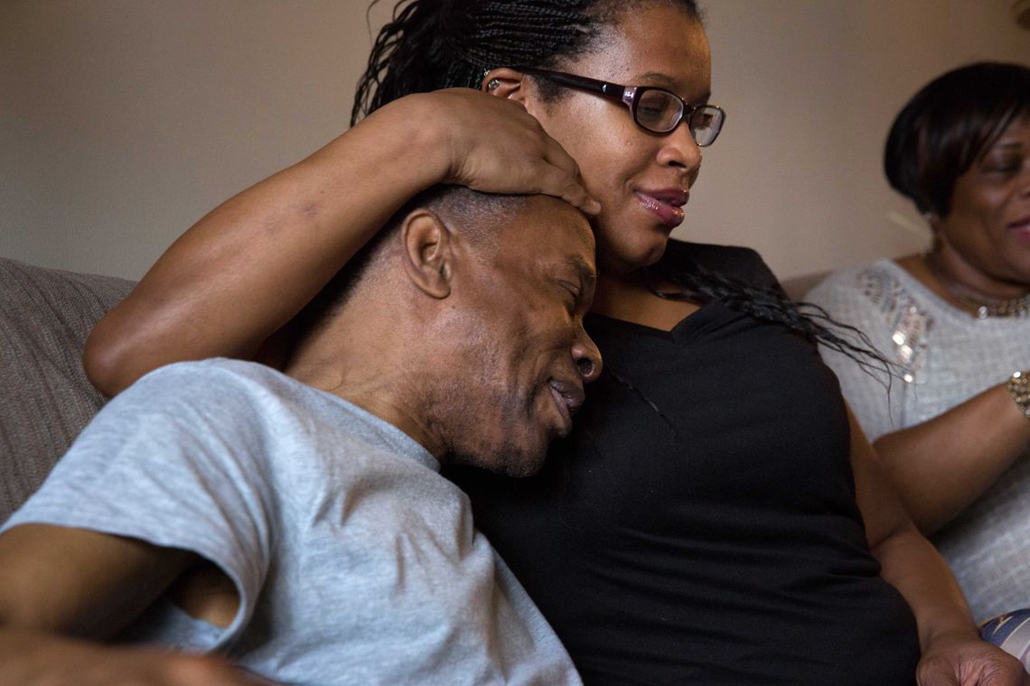 Elston with his niece Germonda Halsey in Philadelphia, at one of the many family get togethers since his release from prison.