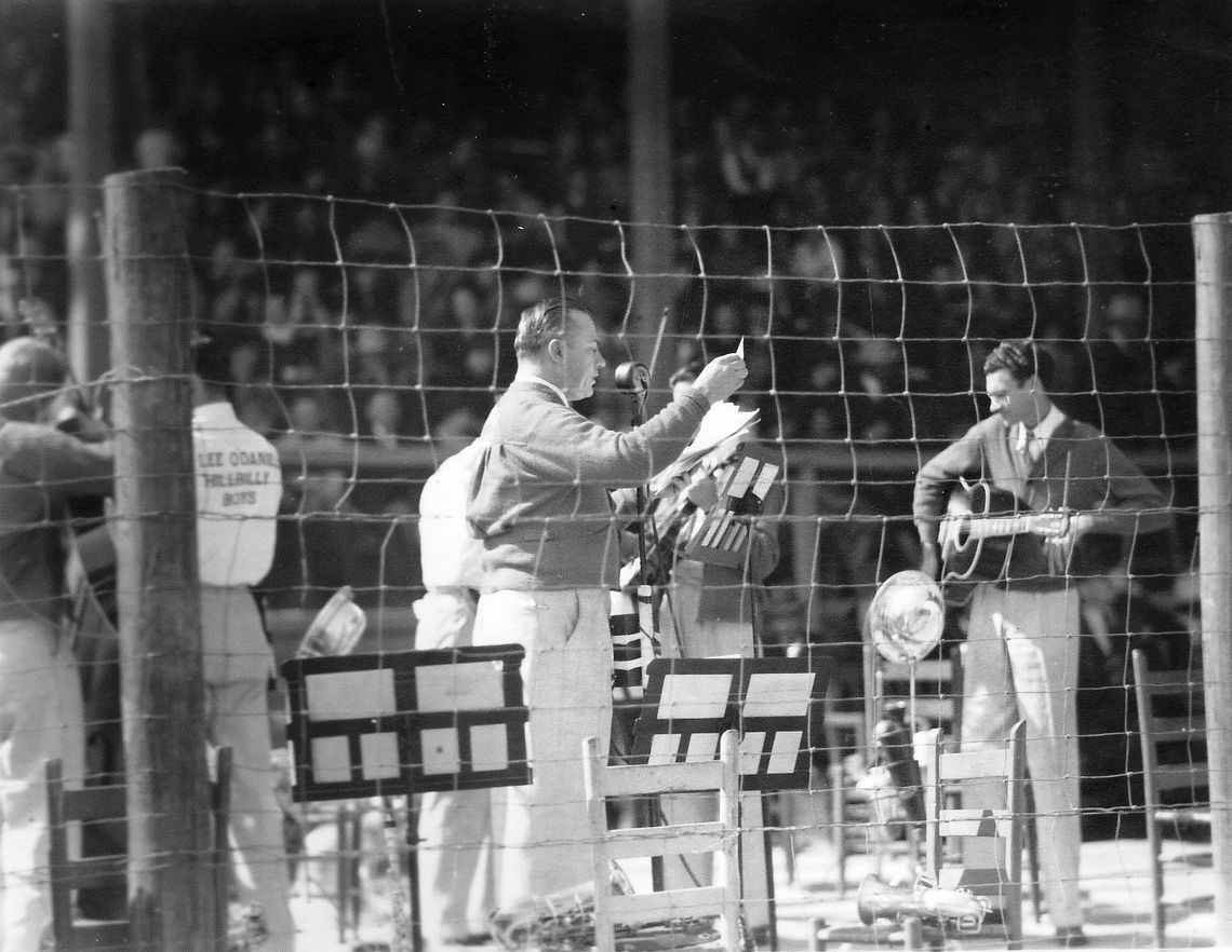 W. Lee Pappy O’Daniel with his band at the Texas Prison Rodeo. Date unknown. O’Daniel was at one time the governor of the state.