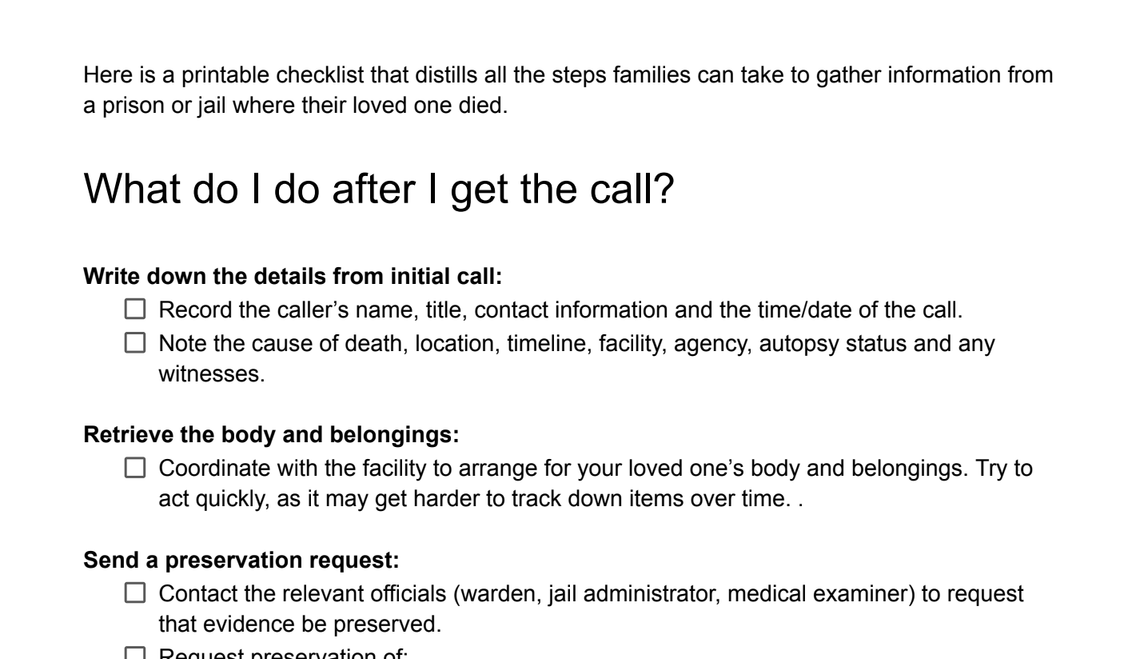 [Click here to download a printable PDF checklist version of this guide](https://www.themarshallproject.org/files/pdfs/ugQm1P9yNn19z41CK1L7maRR).