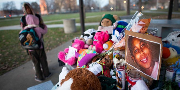 A makeshift memorial dedicated to Tamir Rice at the park in Cleveland where the 12-year-old boy was shot to death by a police officer in 2014.