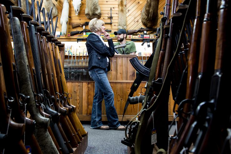 Perry at her gun shop in Boise, Idaho