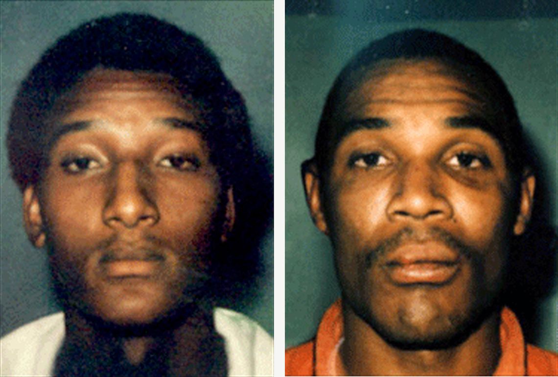 Ronald Cotton,left, and Bobby Poole photographed at the time of their arrests. 