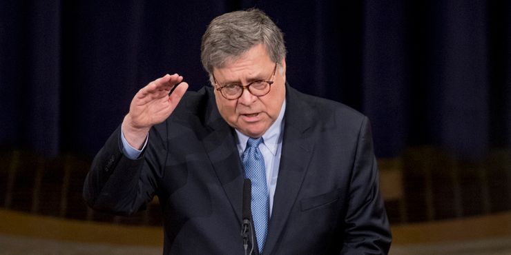 Attorney General William Barr at the Department of Justice in early March. 